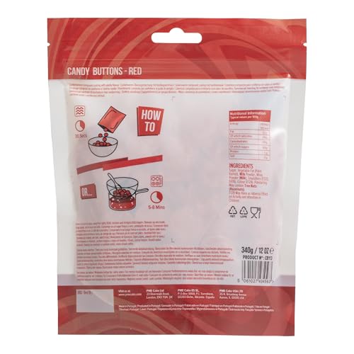 PME Candy Buttons - Red Icing for Dipping, Drizzling, and Moulding | 340g 4