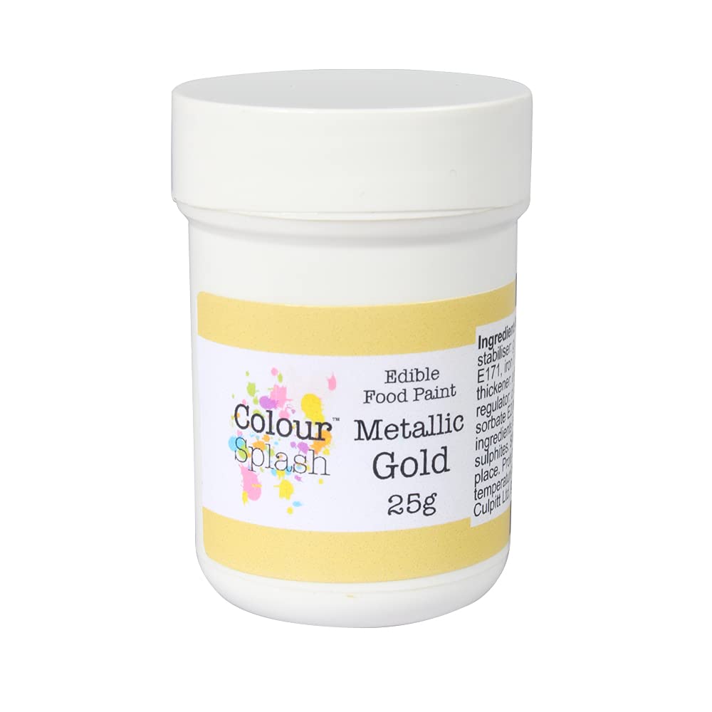 Colour Splash Edible Food Paint - Metallic Gold Colouring Paste | 25g Pot | Food Safe 1
