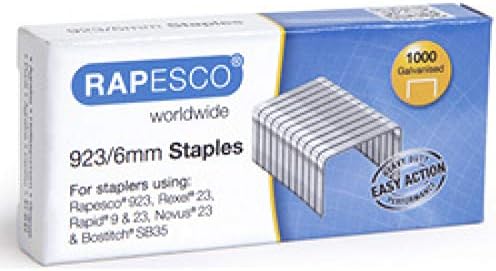 Rapesco 1239 923/15mm Galvanised Staples, Box of 1,000