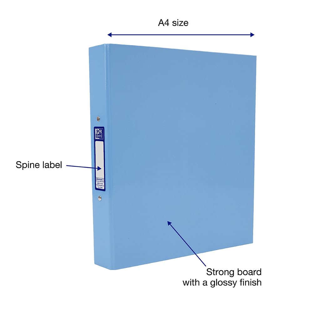 Oxford Premium A4 Ring Binder, Light Blue Single Folder, 25mm Capacity, Lam 2
