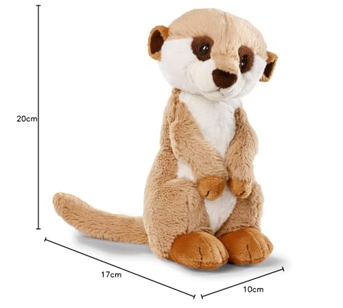 Nici Sitting Soft Toy Meerkat - 20cm Plush, Beige, Recycled Materials