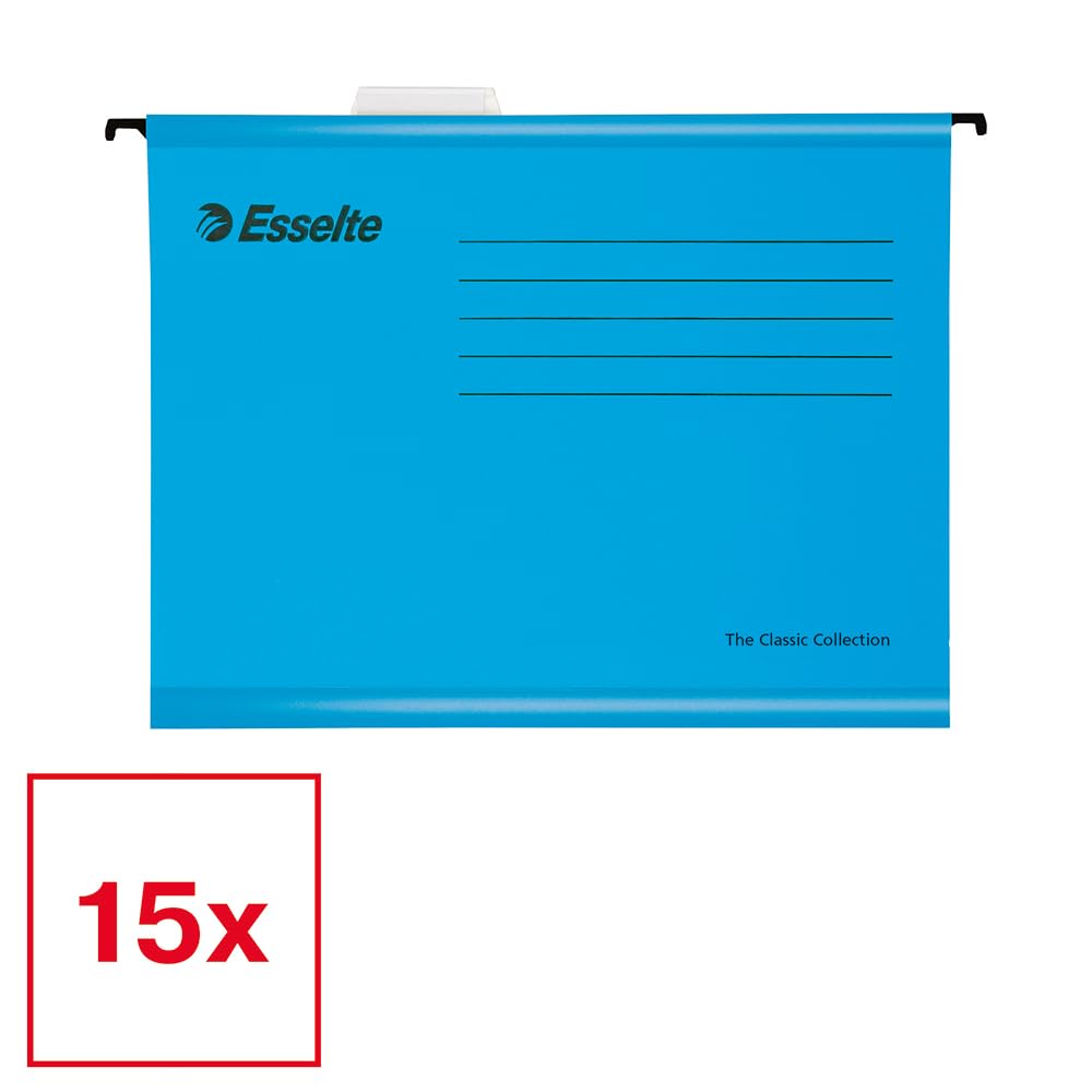 Esselte A4 Reinforced Suspension Filing Cabinet Folders - Pack of 15 | Holds 150 Sheets | Blue 2