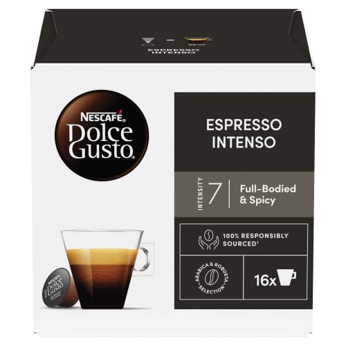 NESCAFE Dolce Gusto Espresso Intenso Coffee Pods - 48 Capsules (3 Boxes of 16)