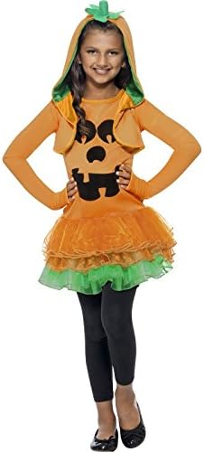 Smiffys Pumpkin Tutu Costume - Girls Halloween Dress & Hooded Jacket, Ages 7-9