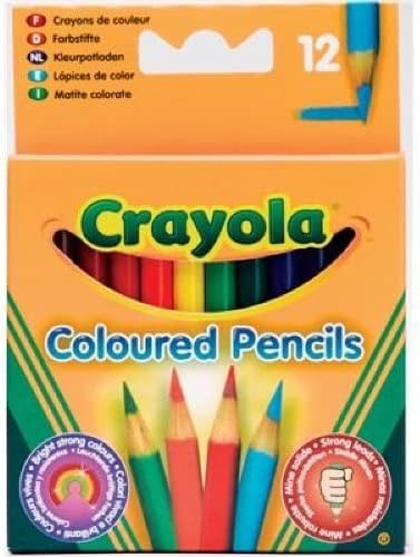 Crayola 4112 - 12 Half Length Colored Pencils, Multi-Color, Pre-Sharpened, Soft Thick Leads, Ideal for Kids Ages 3+