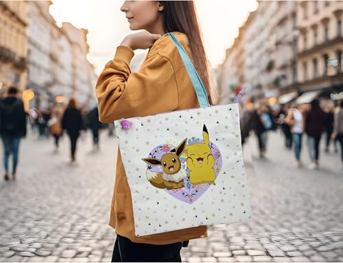 CyP Brands Pokémon Flower Print Fabric Shopping Bag (Official Licensed Product)