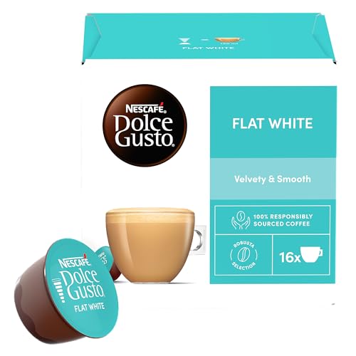 NESCAFÉ Dolce Gusto Flat White Coffee Pods - 48 Capsules (3 Boxes of 16) - Creamy Milk & Espresso Blend