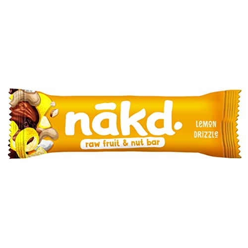 Nakd Lemon Drizzle Raw Fruit & Nut Bars - Vegan, Gluten Free, No Added Sugar - 35g x 18 Bars