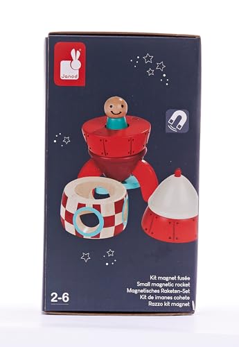 Janod Magnet Rocket Kit - Wooden Building Set for Toddlers 2-6 Years 20