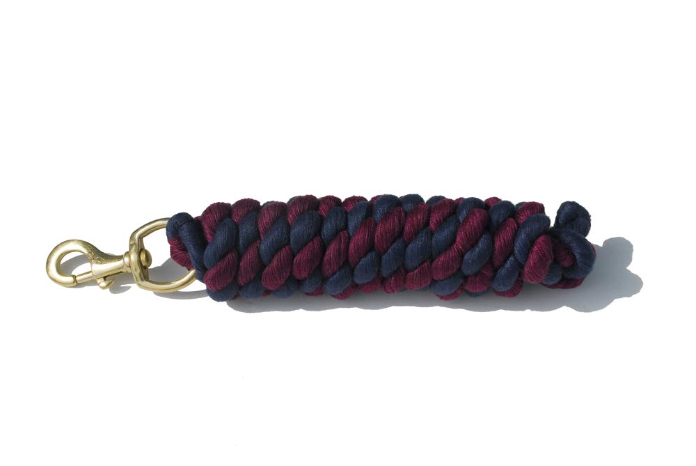 Rhinegold Twin Rope Lead Rope - Navy/Burgundy | Cotton | Brass Trigger Hook