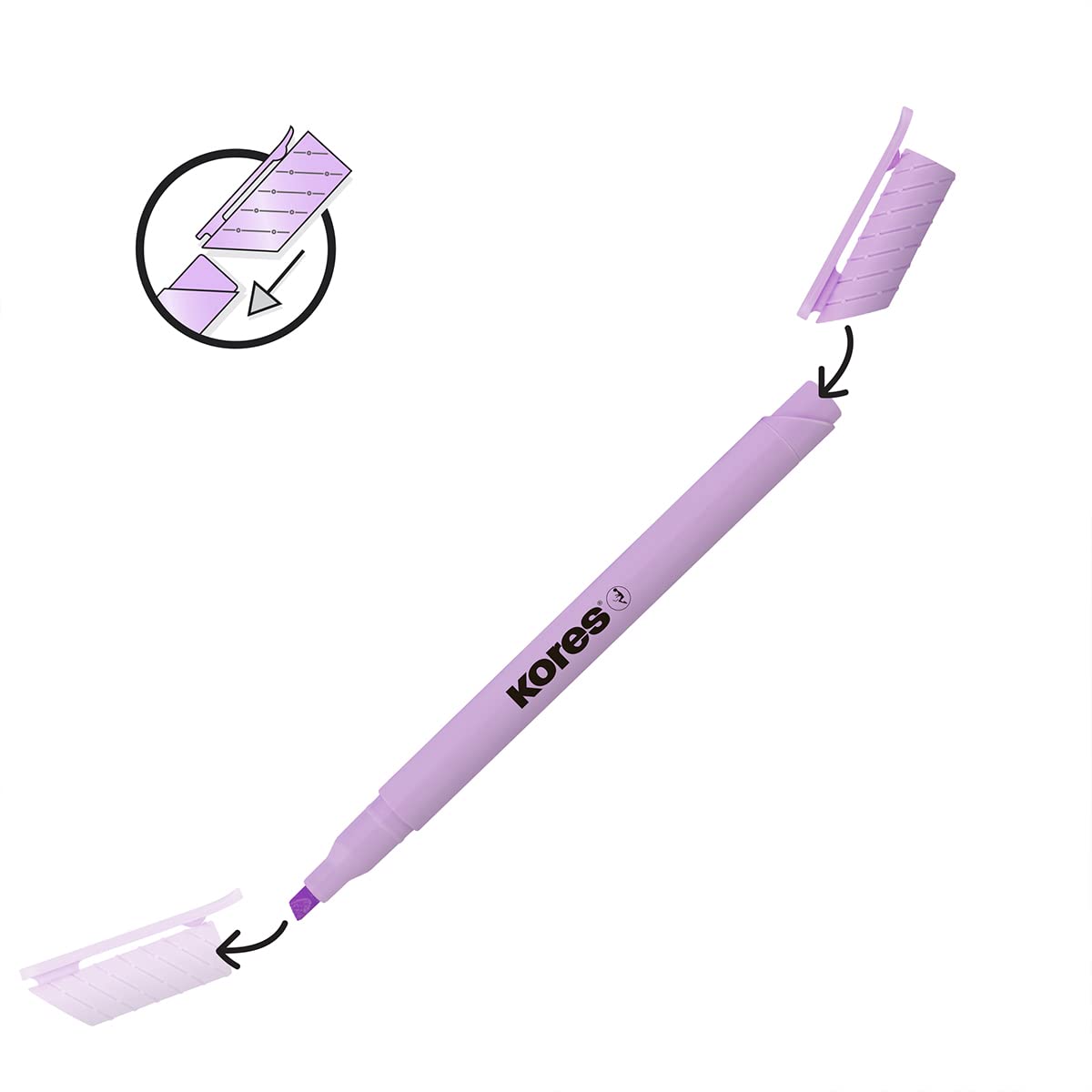 Kores High Liner Pastel Highlighter Pens - Water-Based Ink, Chisel Tip, Pack of 6 4