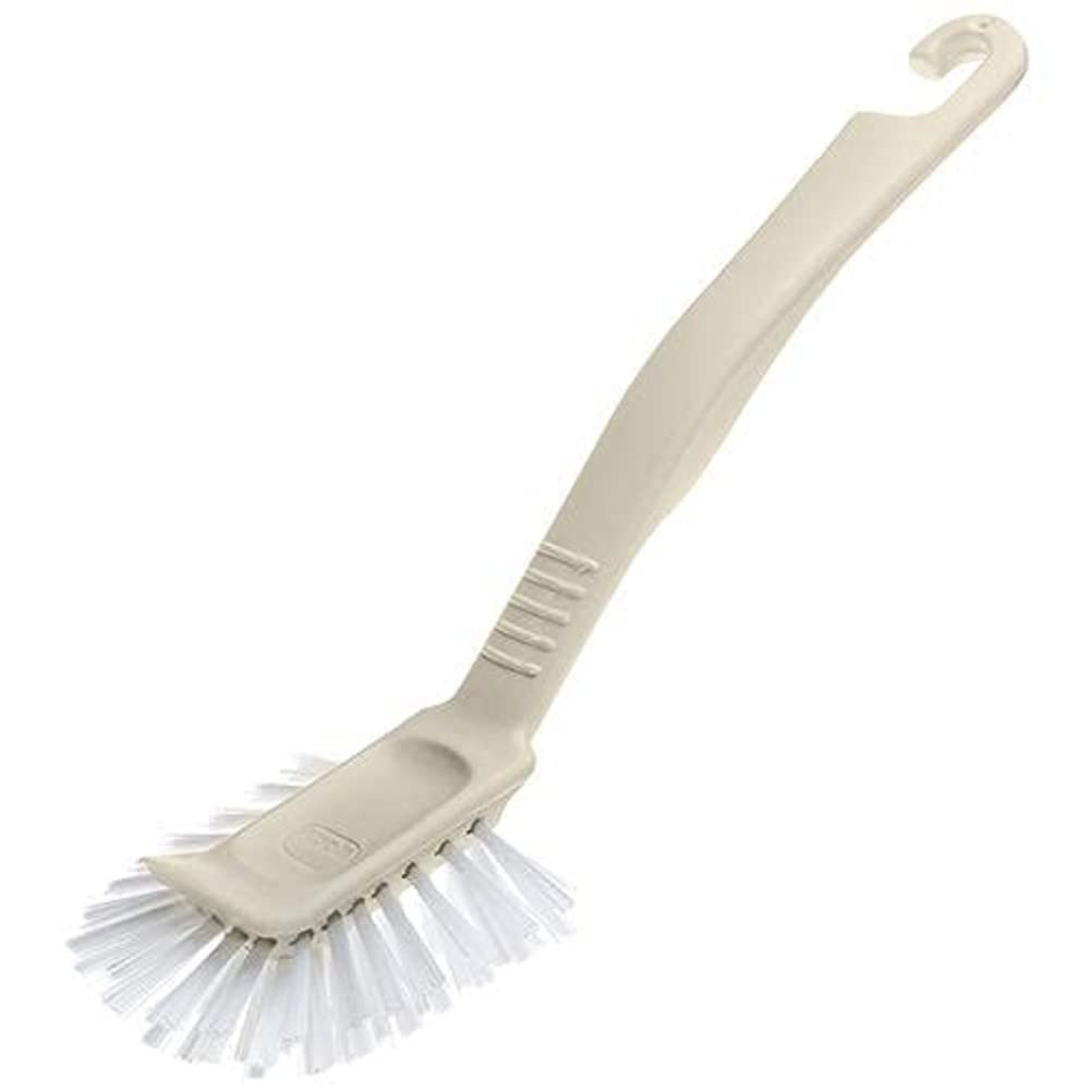 Addis Jumbo Washing Up Dish Brush - Durable Nylon Bristles | Built-in Scraper | Linen 1