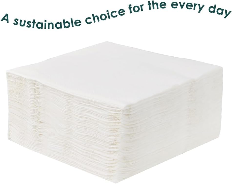 Talking Tables Table Kind Soft White Napkins - 100 Pack Bulk | 2-Ply 33cm | Home Compostable & Recyclable