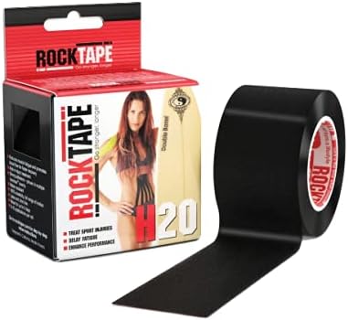 RockTape - Kinesiology Tape Extra Sticky, Water Resistant, 5cm x 5m, Uncut, H2O Black - Athletic Recovery & Pain Relief Tape