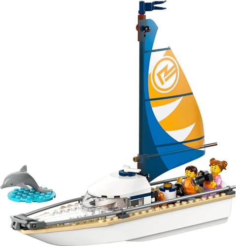 LEGO City Sailboat 60438 - Building Set with Dolphin & Minifigures for Ages 5+ 7