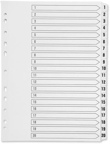 Q-Connect 1-20 Index Multi-punched Polypropylene White A4 1