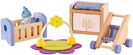 Hape E3459 Baby's Room Wooden Dollhouse Accessories - 1" Scale Playset for Toddlers 3