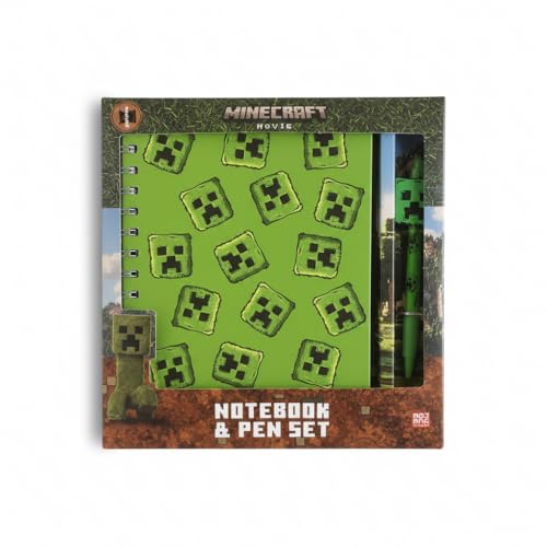 HOX Minecraft Movie Creeper Hardback Notebook & Pen Set | Green Hard Cover | A5 3