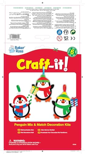 Baker Ross Christmas Penguin Mix and Match Decoration Craft Kit - 6 Pack, Ages 3+ 9
