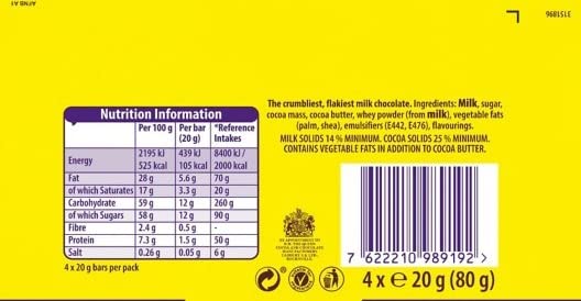 Cadbury Flake Chocolate Bar 4 Pack Multipack 80g 2