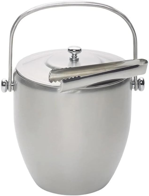 BarCraft Stainless Steel Ice Bucket with Lid and Tongs - Stylish and Functional Ice Container for Cocktails and Drinks