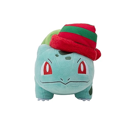 Pokémon Seasonal Plush - Bulbasaur with Striped Hat 8-Inch Plush for Pokémon Fans (PKW3377)