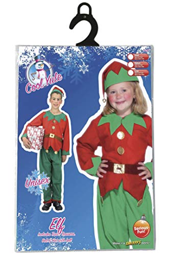 Smiffys Elf Costume - Children's Red & Green Tunic, Trousers & Hat (Ages 4-6) 13