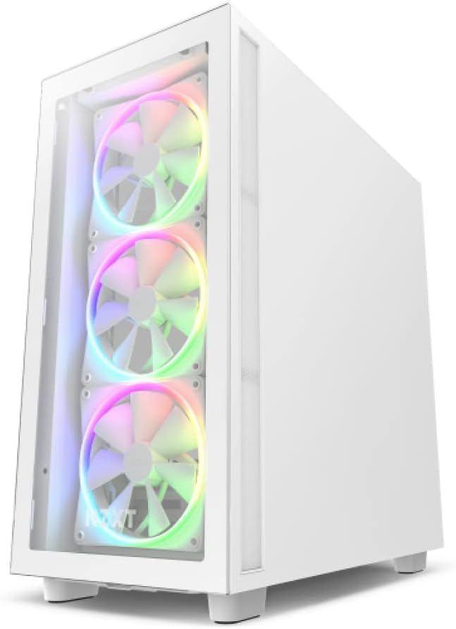 NZXT F140 RGB Fans - RF-R14DF-W1 - 140mm White RGB PC Cooling Fan with Customizable Lighting, Quiet Operation, and CAM-Powered Control