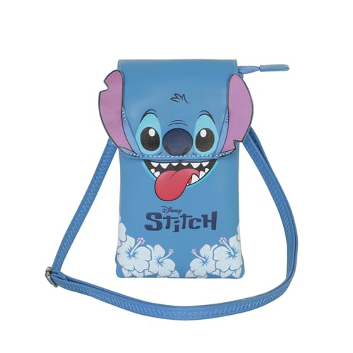 Disney Lilo and Stitch Tongue-Mobile Phone Bag, Blue, 12 x 20 cm