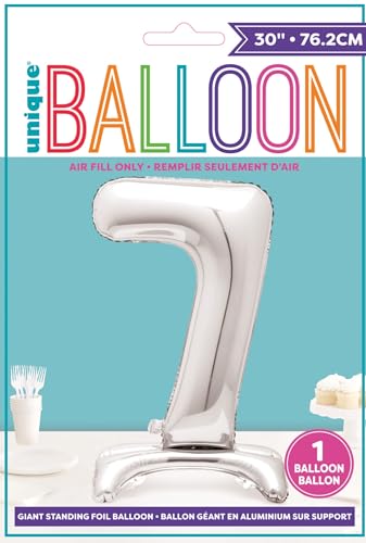 Majestic Silver Number 7 Foil Balloon - 76cm Standalone Party Decor for Milestone Celebrations