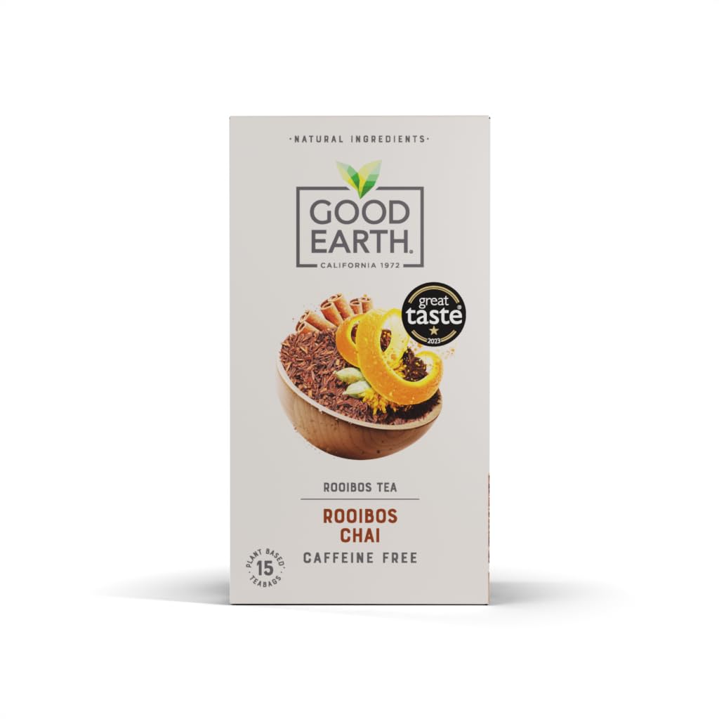 Good Earth Tea Co. Rooibos Chai Tea Bags - Naturally Caffeine Free, Spiced Blend | 15 Count