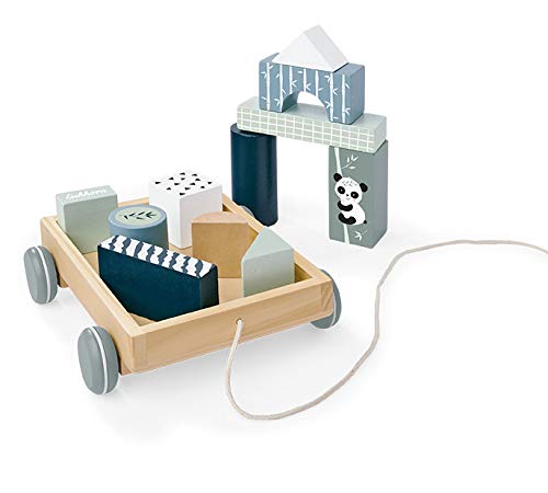Eichhorn Construction Cart - Panda Motif Pull-Along Toy | 12 Pieces | Wood 9