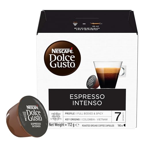 NESCAFE Dolce Gusto Espresso Intenso Coffee Pods - 48 Capsules (3 Boxes of 16)