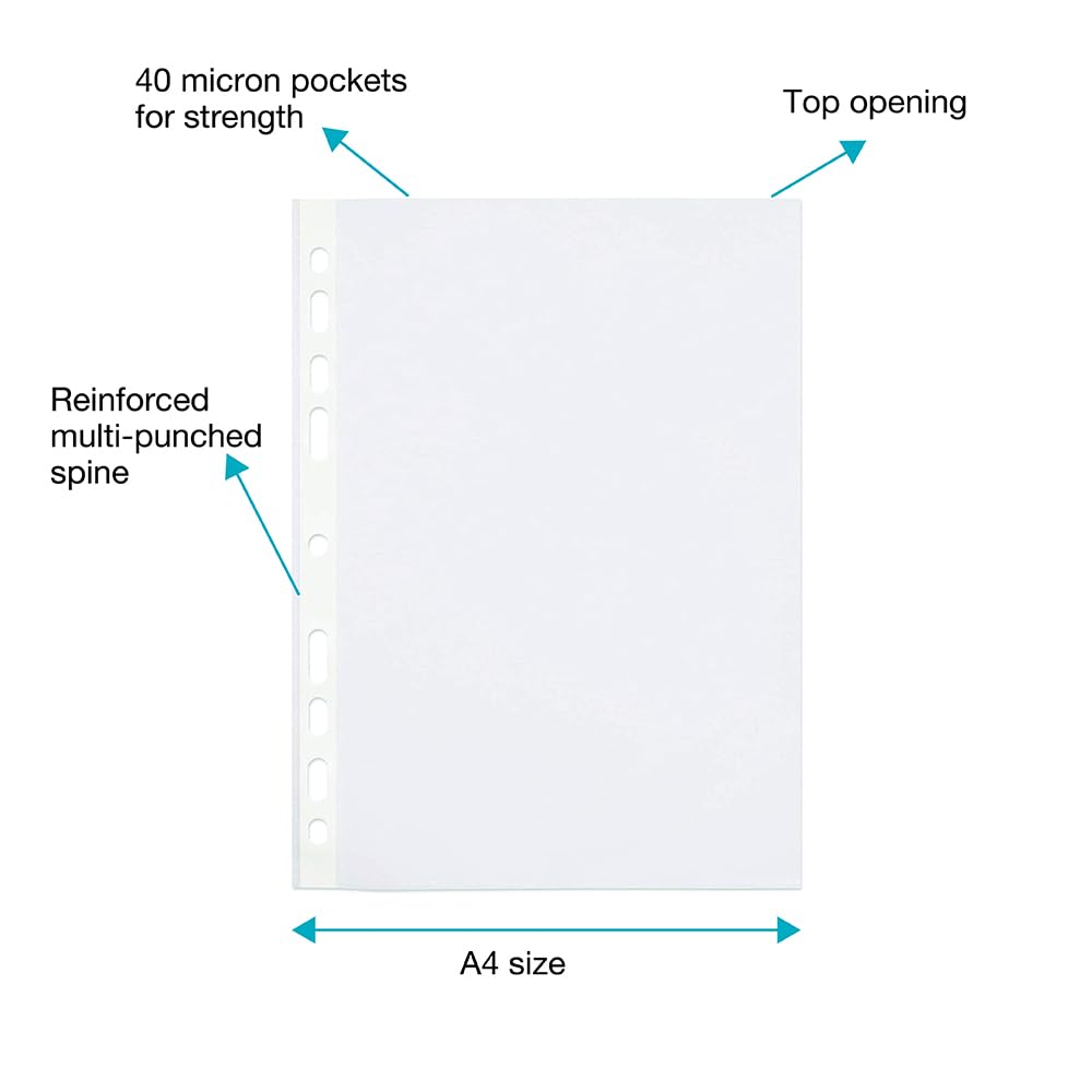 SUMMIT A4 Punched Pockets - Clear Embossed Poly Pockets, 200 Pack | Universal Multi-Punch 3