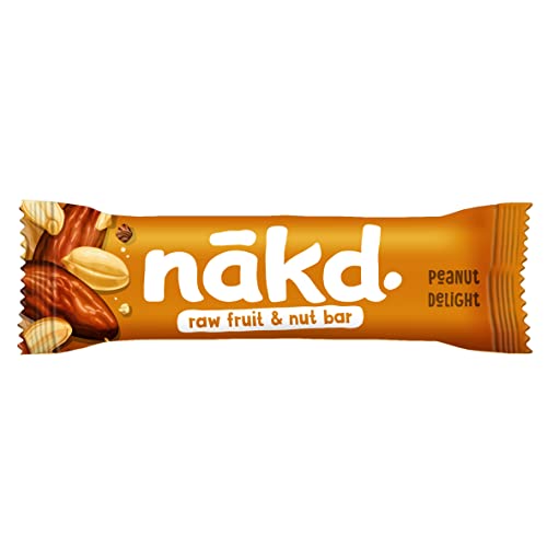 Nakd Peanut Delight Natural Fruit & Nut Bars - Vegan, Gluten Free, No Added Sugar - 35g x 18 Bars