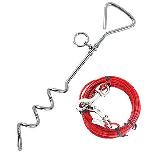 Taylor & Brown Heavy Duty Dog Tie Out Cable with 16 Inch Spiral Ground Stake | 10 Meters