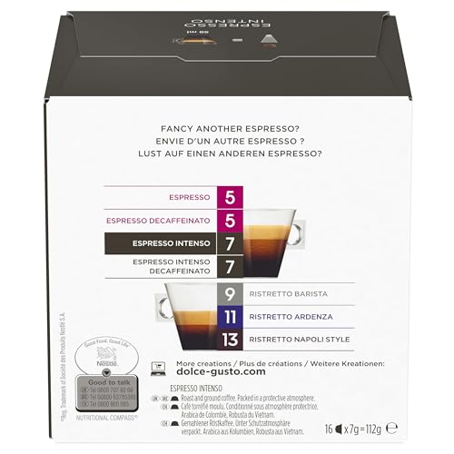NESCAFE Dolce Gusto Espresso Intenso Coffee Pods - 48 Capsules (3 Boxes of 16)