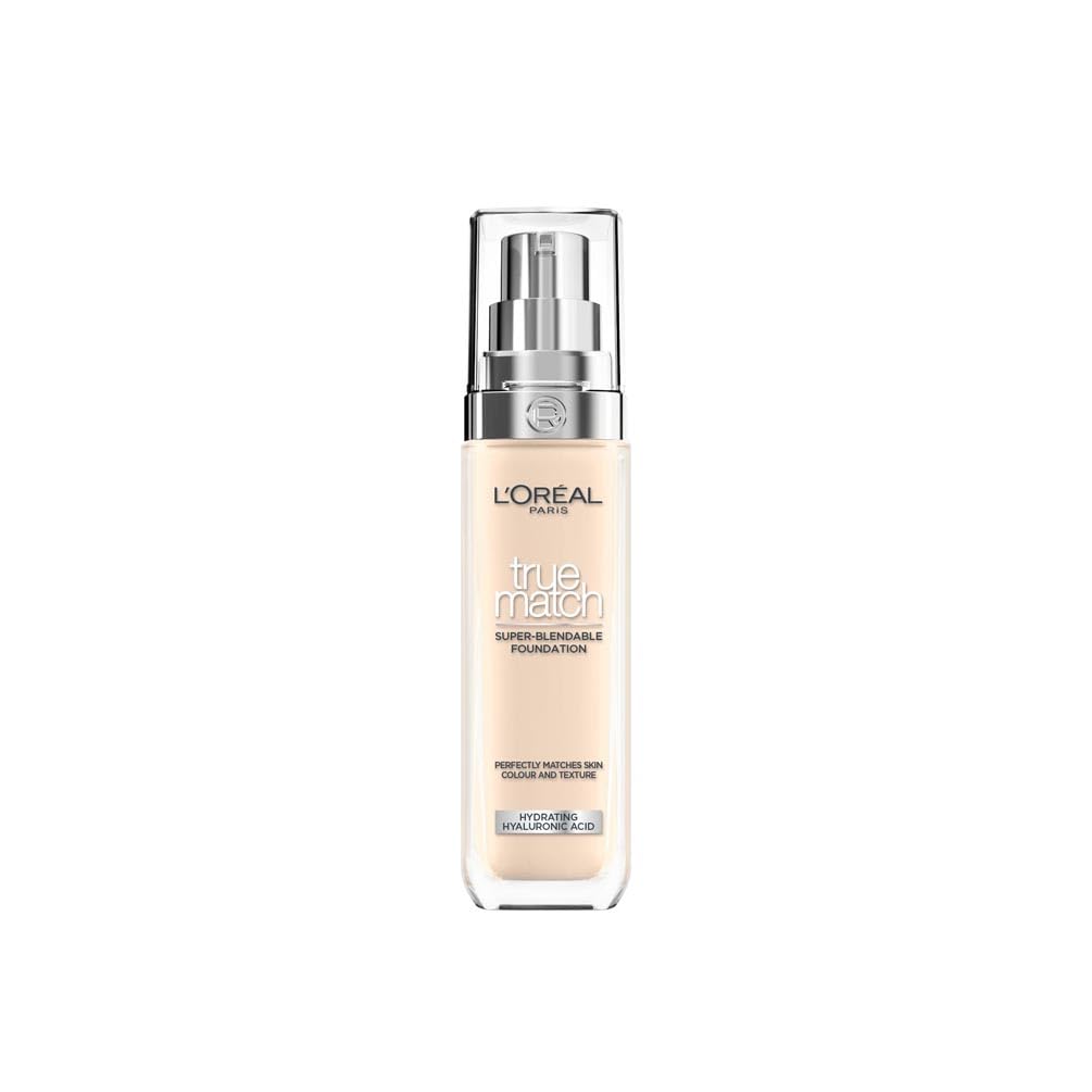 L'Oréal Paris True Match Liquid Foundation - Skincare Infused with Hyaluronic Acid, SPF 16, 1.W Golden Ivory, 30 ml 1