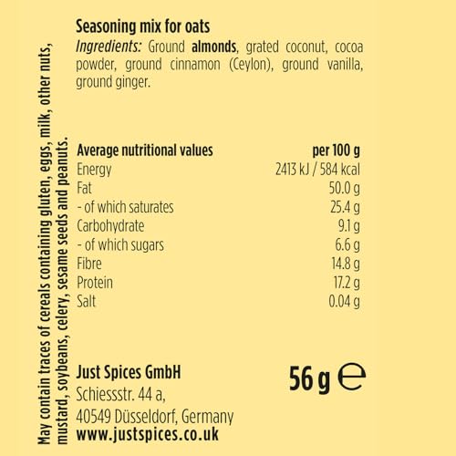 Just Spices Oatmeal Spice, 56g – Nutty, Warmly Spiced Porridge Mix with Almonds, Coconut & Cinnamon 8