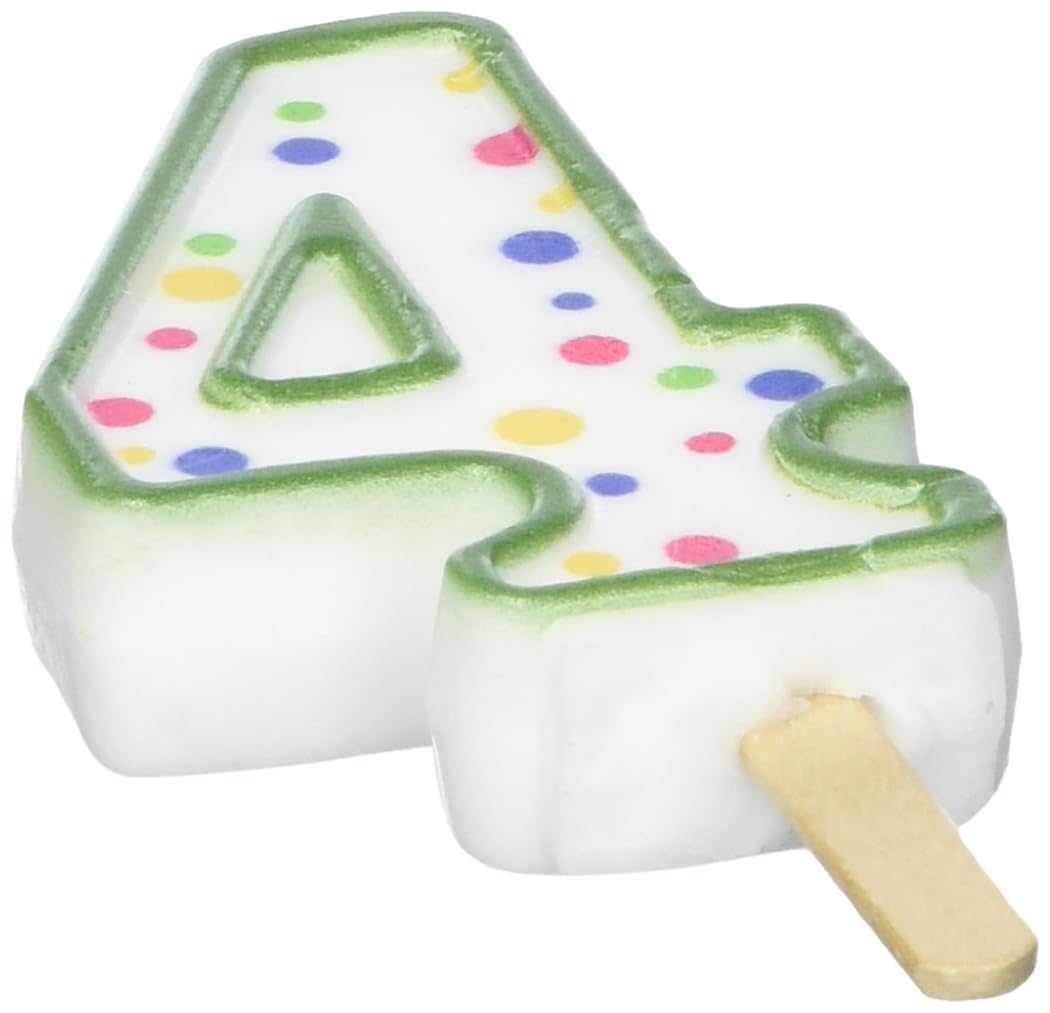 PME Green Number 4 Candle - Large Size 6.3cm | Polka Dot Pattern | Non-Toxic Wax 3