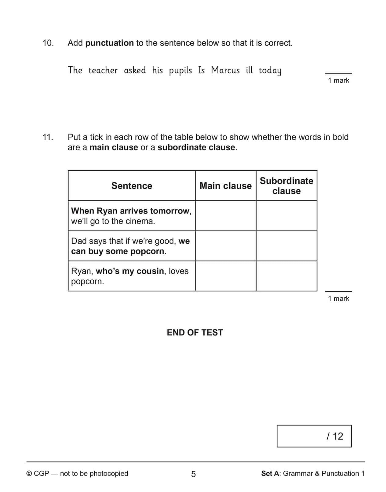 CGP New KS2 English SAT Buster 10-Minute Tests: Grammar, Punctuation & Spelling - Book 1 (Paperback) 5