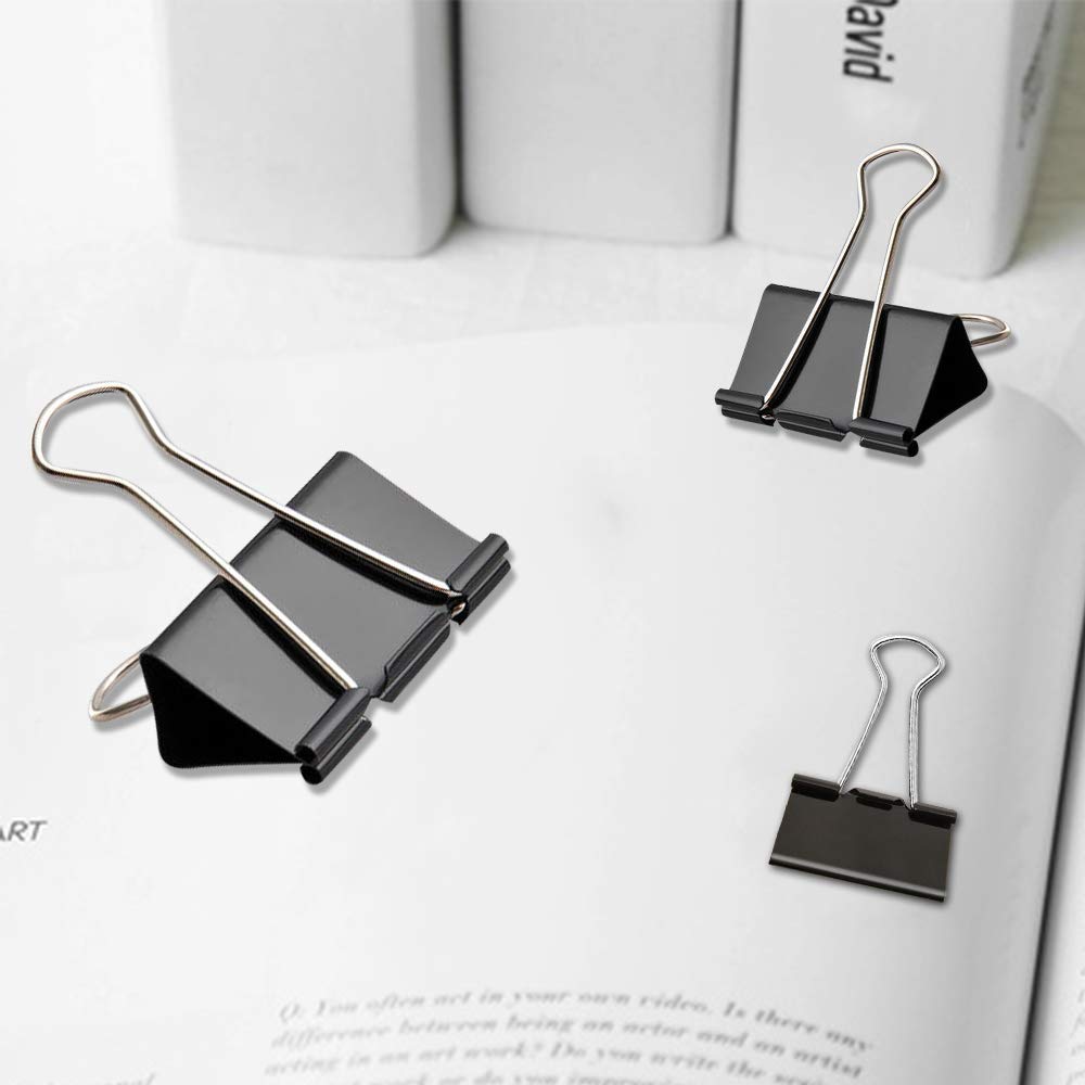 NORTHERN BROTHERS Metal Binder Clips - 100 Pcs Assorted Sizes (15mm, 19mm, 25mm, 32mm) Black 2
