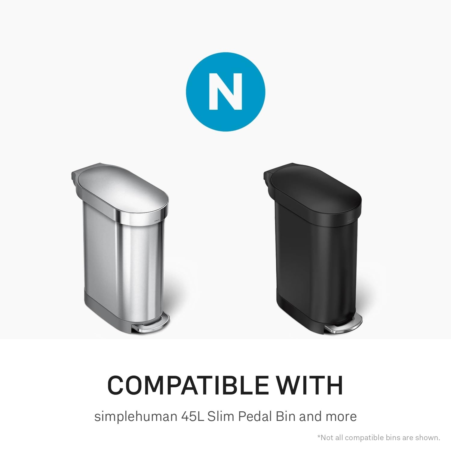 simplehuman Code N Custom Fit Bin Liners - 50 Litre Capacity, White Plastic, Pack of 20 6