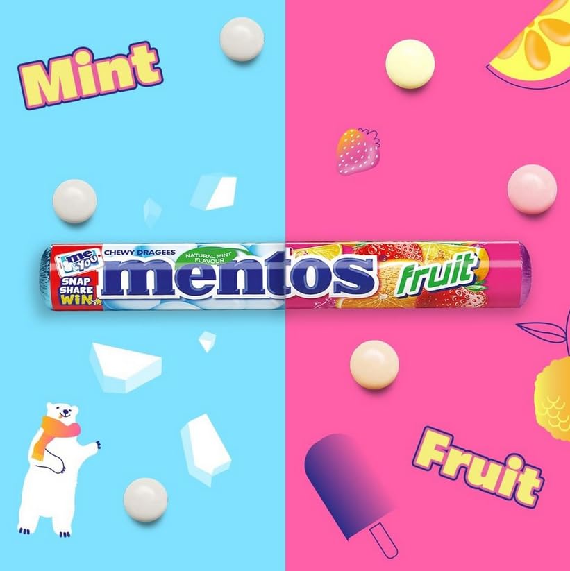 MENTOS Soft Mints - Crisp Outer Shell and Soft Centre, Peppermint Flavour | 5 Rolls Pack | 200g Total 3