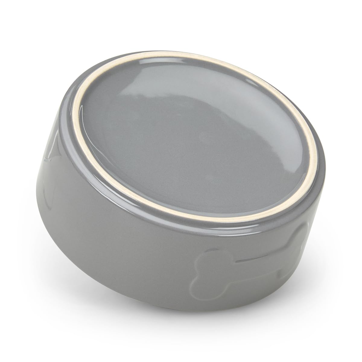 Petface Bone Ceramic Pet Bowl - Grey/White, 15 cm Diameter, Heavy Weighted for Dogs 6