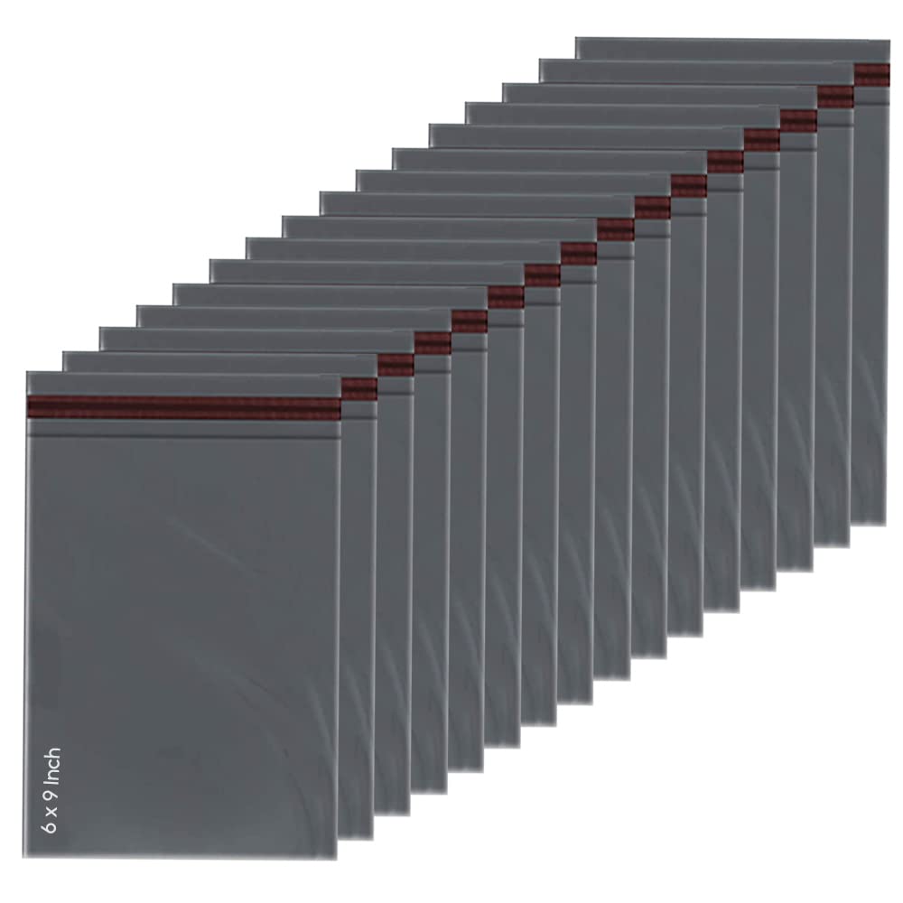 1ABOVE Grey Poly Postal Mailers - 50 Pack, 6x9 Inch, Water Resistant, Self Seal