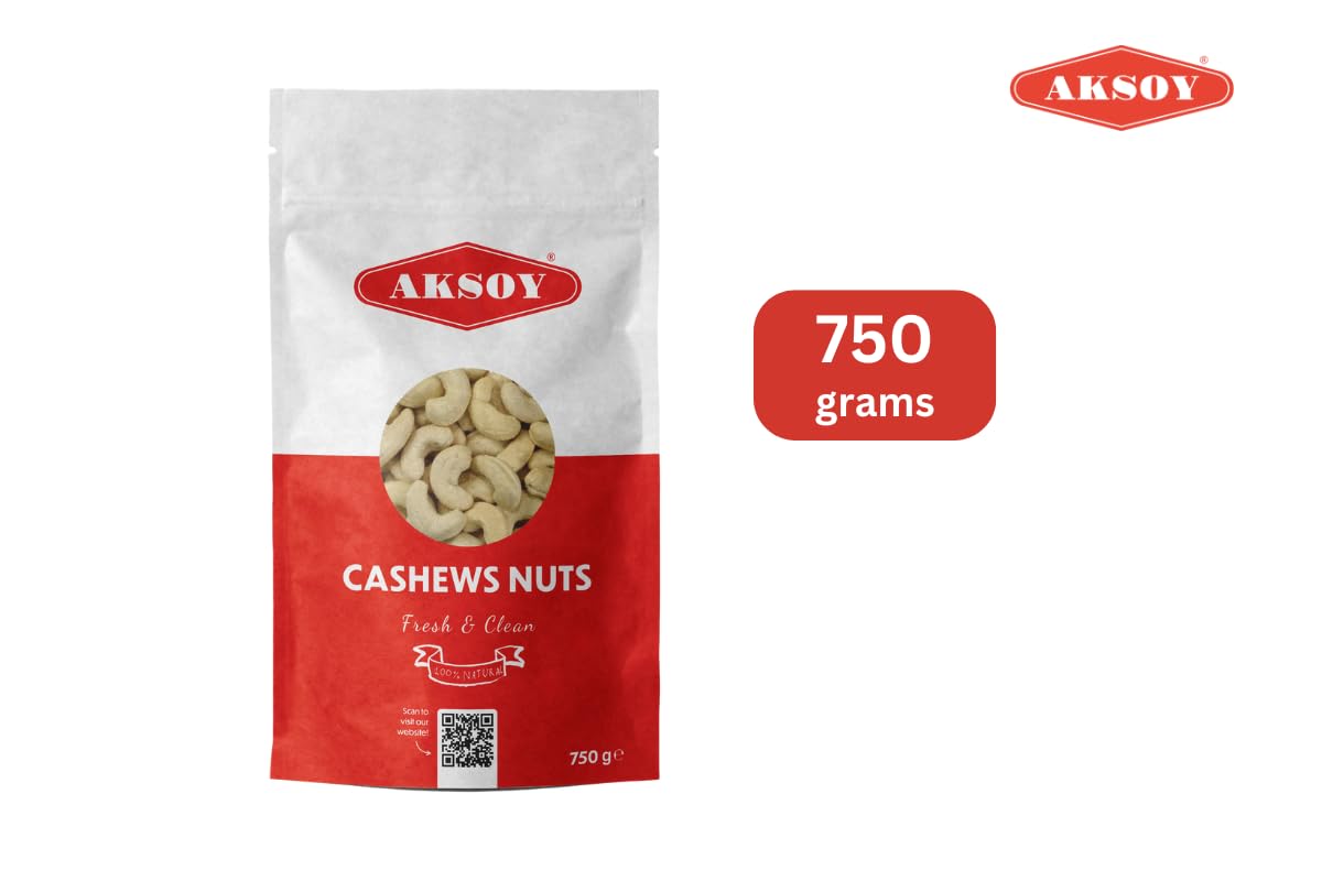 AKSOY Premium Raw Cashews - Natural, Fresh, 750g Pack | Vegan & Gluten Free 9