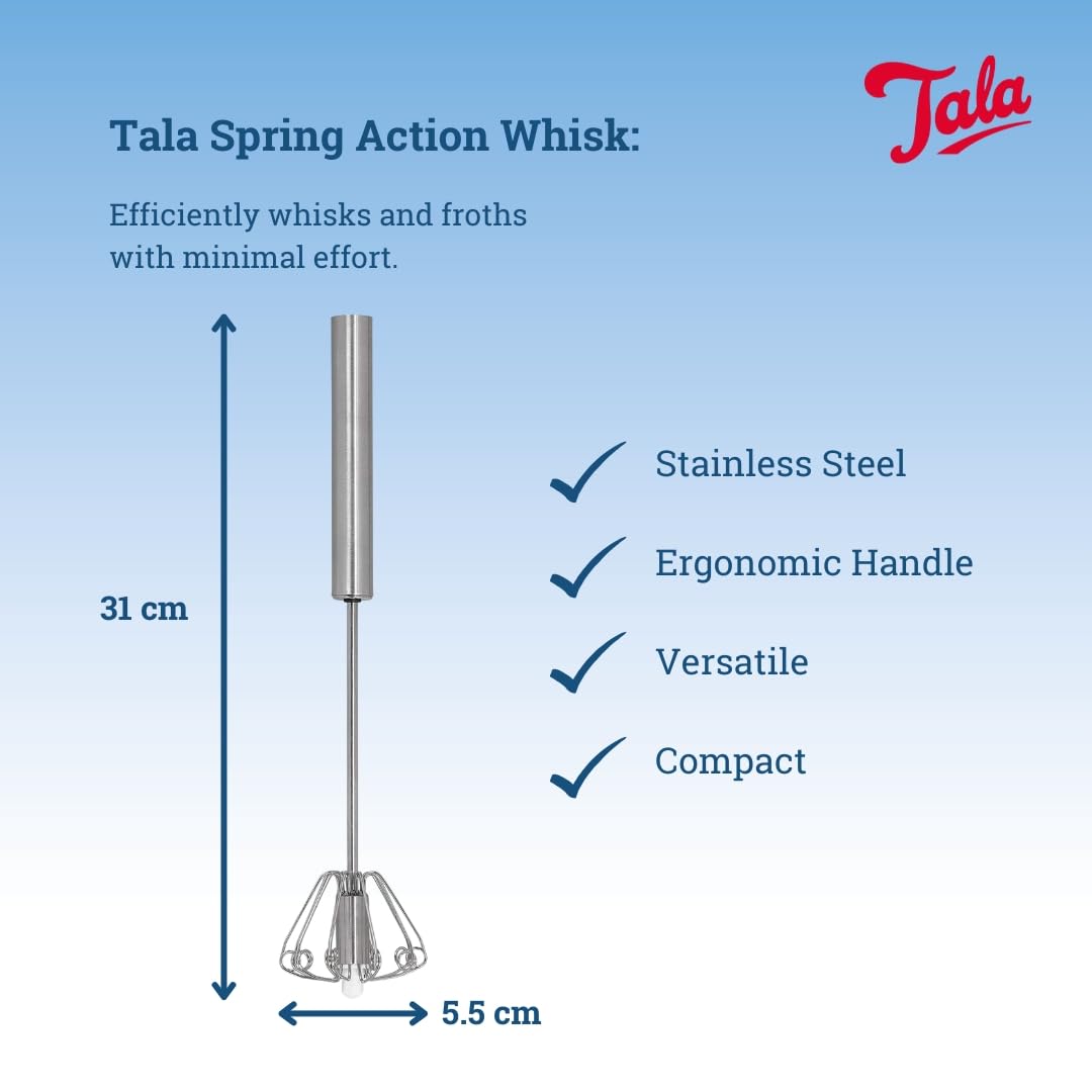 Tala Stainless Steel Spring Action Whisk – Durable, BPA-Free, Dishwasher Safe | 31 cm Length 2