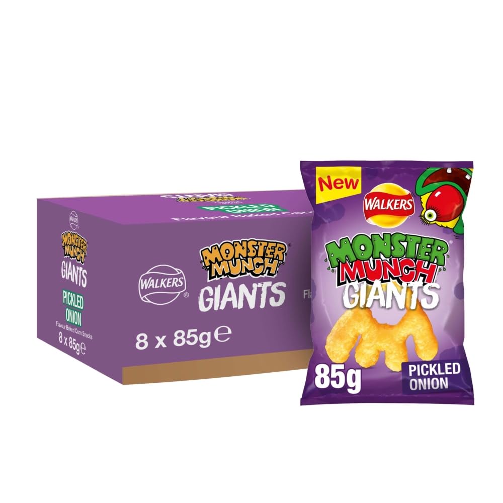 Walkers Monster Munch Giants Pickled Onion Sharing Snacks Crisps 85g