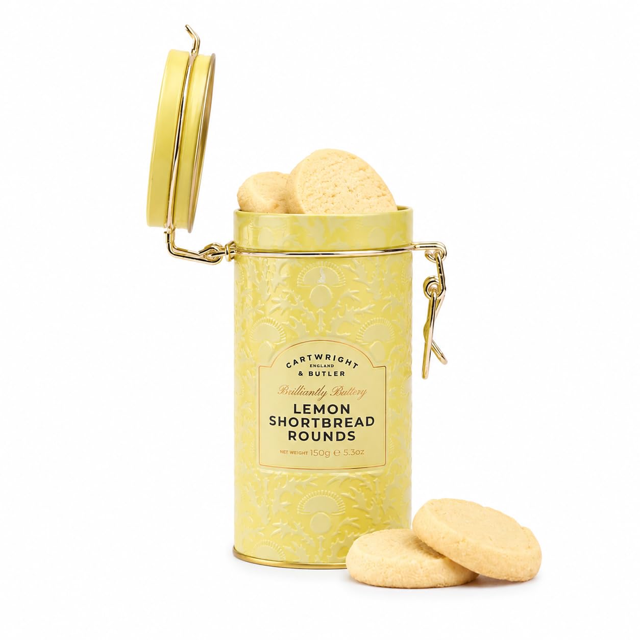 Cartwright & Butler Lemon Zest Shortbread Rounds - Buttery & Crumbly | 150g Tin 1